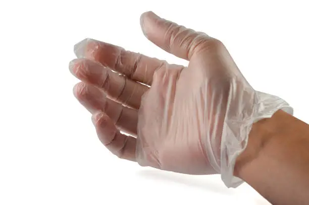 Clear vinyl gloves for medical use
